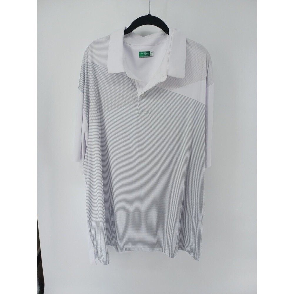 Ben Hogan Polo T-Shirt Men's 3XL White Striped Golf Short Sleeve Performance
